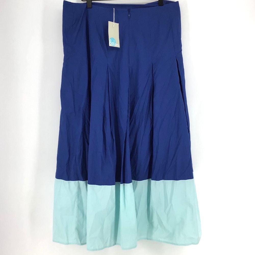 Boden Blue Colorblock Beatrice Flare Midi Skirt - Picture 4 of 6